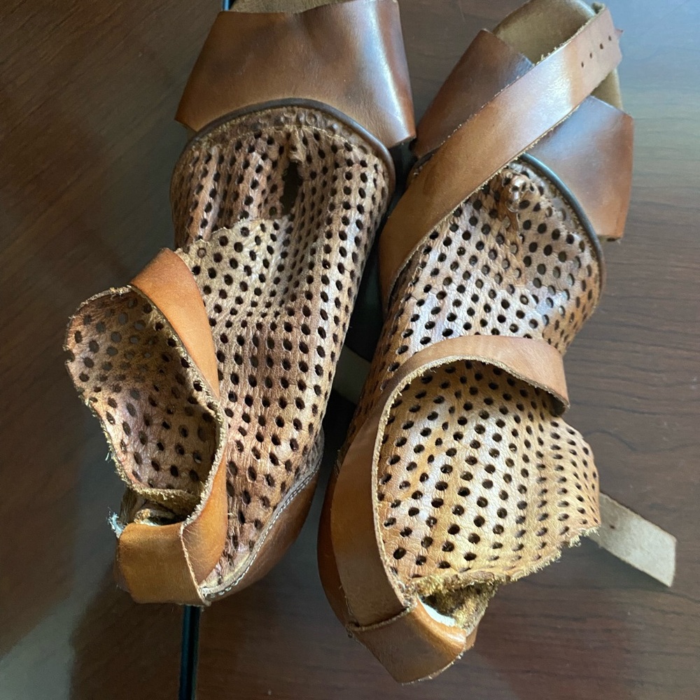 Free People Brown Peep Toe Heels
